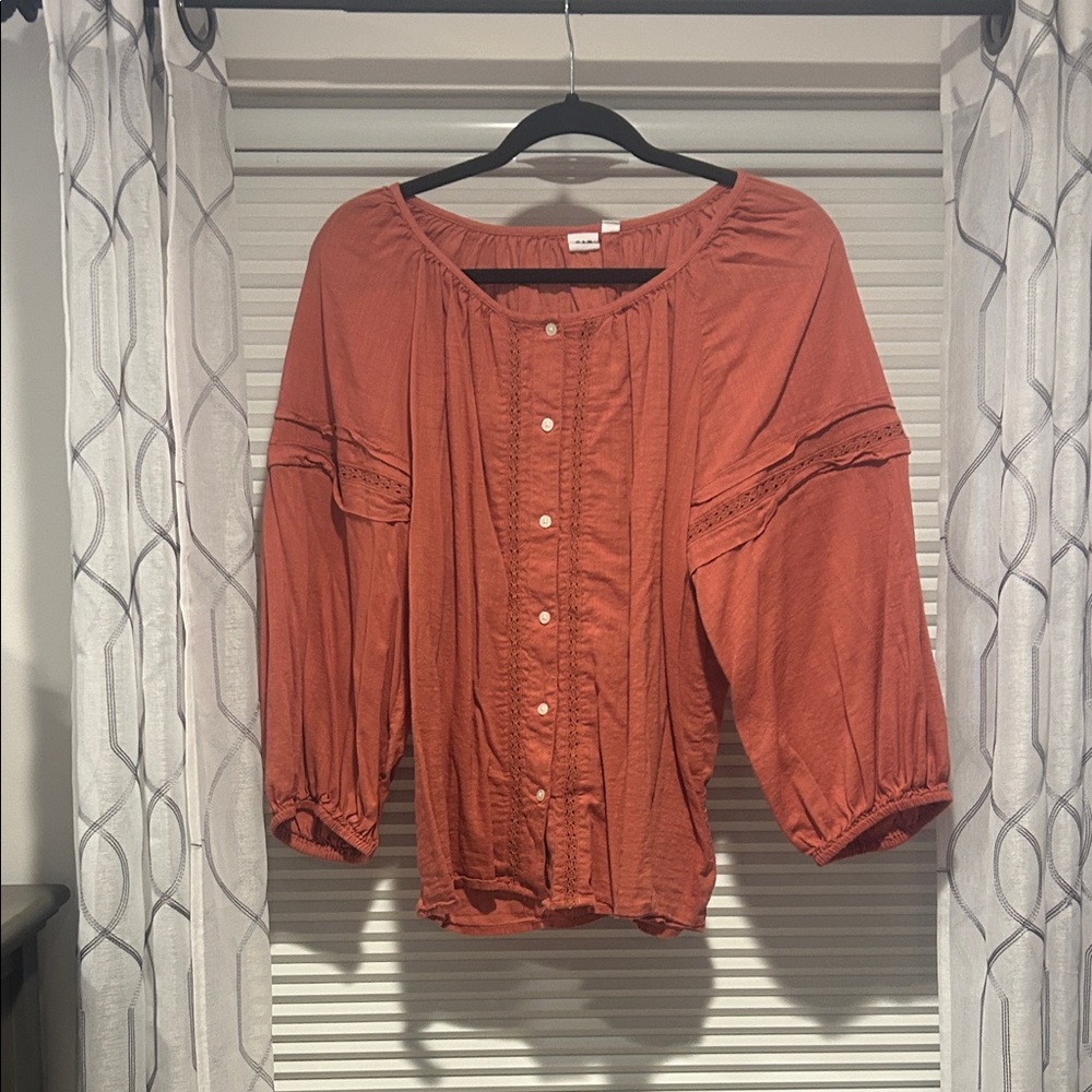 Gap Terracotta Button-Up Blouse Size Medium - image 1